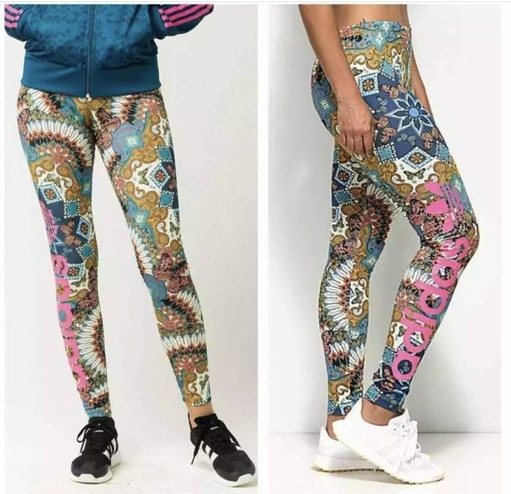 Adidas x Farm Rio Borbomix Leggings Small Multi Print Athletic Gym Workout